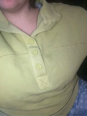 American Eagle Outfitters Lime Green V-Neck Button Pullover Sweater